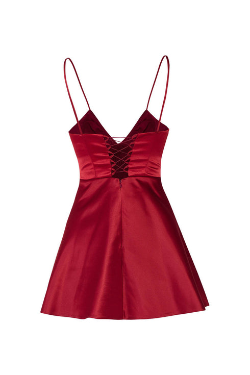 Falu Red Corset Flare Mi̇ni̇ Dress